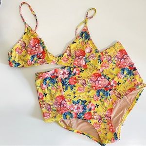 J. Crew Retro Floral High Waisted Bikini Small